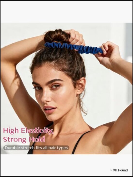 Silk-Like Hair Ties 24 Pack Skinny Scrunchies No Damage Soft Elastic Ponytail